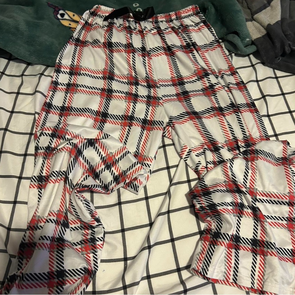 SHEIN Red and Black Plaid Pajama Pants